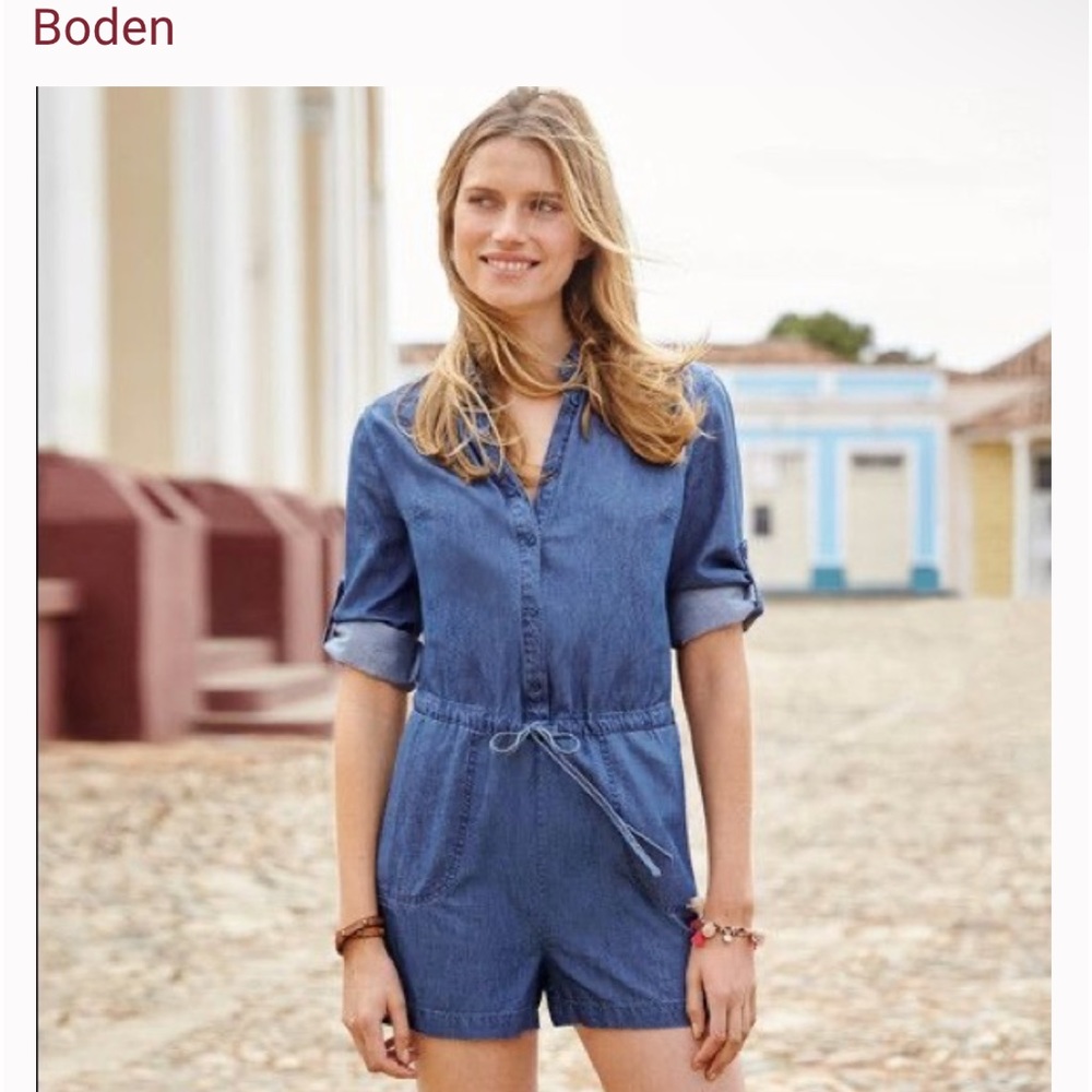 Boden NWT Sophia Chambray Romper Shorts.